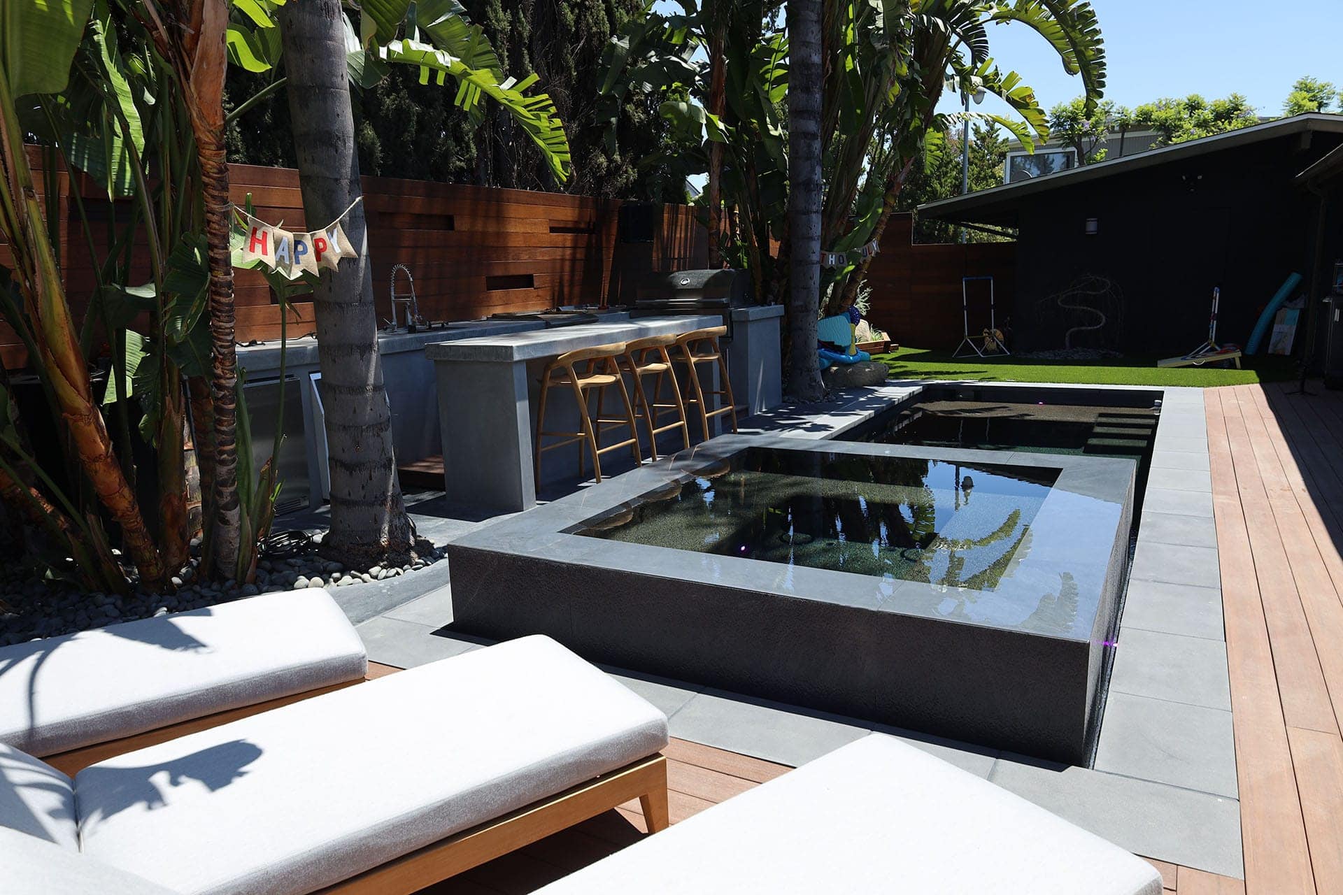 Completed pool and spa project, wide view